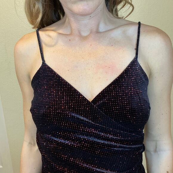 Steps NY Black Sparkly Red Party Cocktail Mini Dress Size Small - Picture 2 of 8